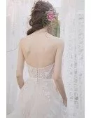Peachy Sweetheart Empire Corset Wedding Dress with Tiered Tulle Low Back