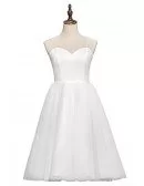 Simple Chic 70s 80s Vintage Tea Length Ballet Wedding Dress with Spaghetti Straps