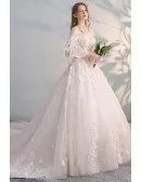 Off Shoulder Ballgown Flowers Princess Wedding Dress Butterfly Sleeves