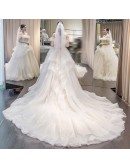 Romantic Puffy Tulle Off Shoulder Tulle Wedding Dress Big Ballgown Style