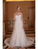 Ball-Gown Sweetheart Chapel Train Tulle Wedding Dress With Beading Appliques Lace