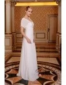 A-Line Square Neckline Floor-Length Chiffon Wedding Dress With Beading Ruffle