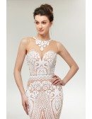 Unique Sequin White Mermaid Prom Dress Long For Curvy Girls