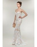 Strapless White Fitted Mermaid Formal Dress Sexy For Women