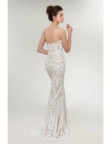 Strapless White Fitted Mermaid Formal Dress Sexy For Women
