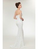 Strapless White/ivory Slim Mermaid Formal Dress For Petite Women