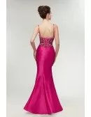 Fuchsia Slender Mermaid Formal Dress with Embroidery Bodice