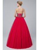 Fuchsia Ballroom Tulle Prom Dress with Embroidery Bodice