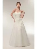 Strapless A Line Ivory Lace Bridal Dress For Destination Wedding
