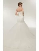 Simple Tulle Fit And Flare Pleated Bridal Dress Strapless For 2018