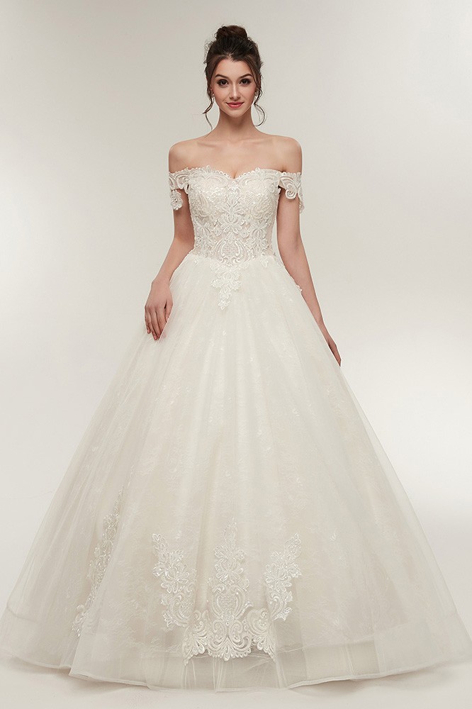 [$198.99] Unqiue Lace Princess Wedding Dress with Off The Shoulder Straps  #S638 