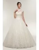Vintage Collar Ballroom Wedding Dress with Exquisite Beading Lace
