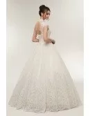 Vintage Collar Ballroom Wedding Dress with Exquisite Beading Lace