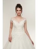 Princess Lace Corset Ball Gown Wedding Dress with Cap Sleeves