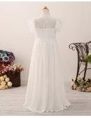 Modern A Line Long Chiffon Flower Girl Dress with Lace Top