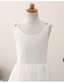Elegant Chiffon Long Lace Flower Girl Dress For Teen Girls