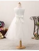 Princess Tulle Short Flower Girl Dress with Applique Lace