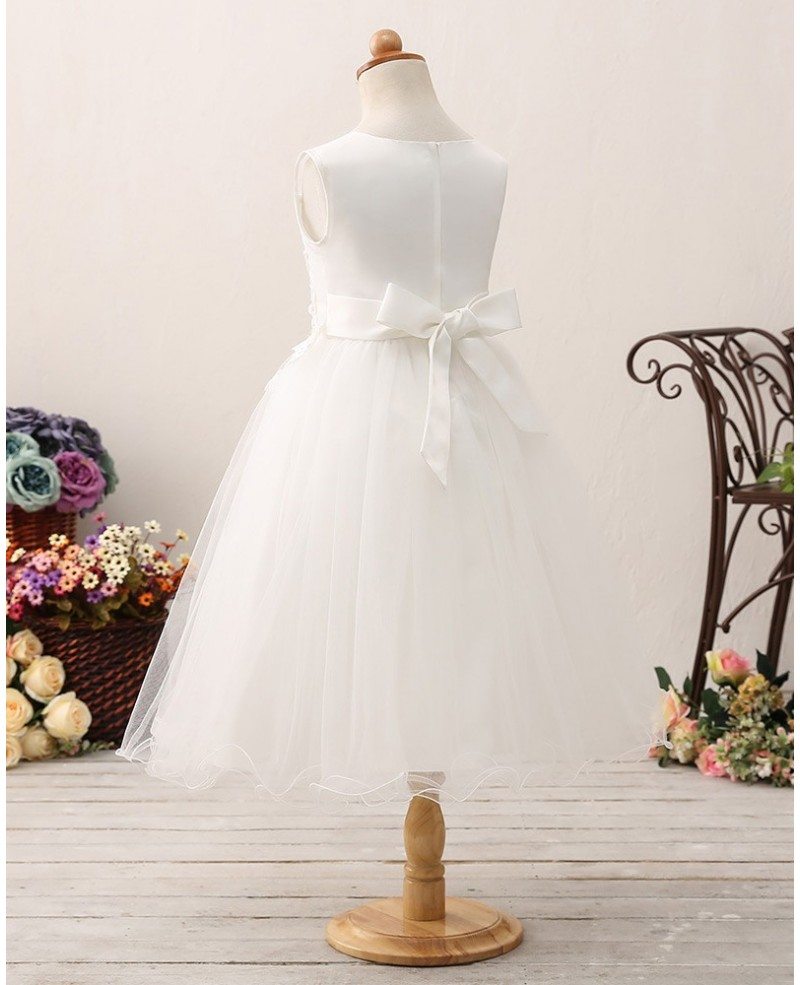 Princess Tulle Short Flower Girl Dress with Applique Lace #HT10 ...