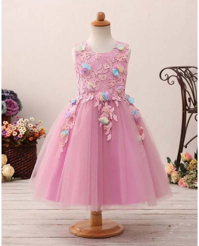 Beautiful Lilac Floral Flower Girl Dress with Applique Lace #HT19 ...