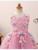Beautiful Lilac Floral Flower Girl Dress with Applique Lace