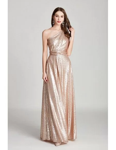 one shoulder sparkly dress