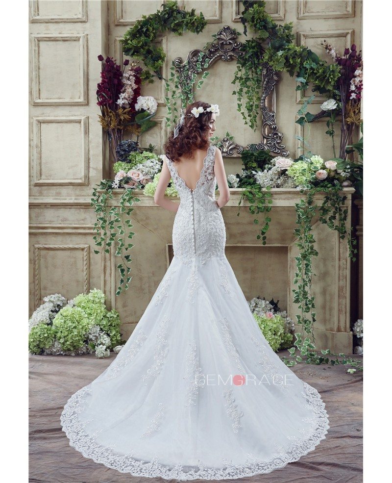 Mermaid Scoop Neck Court-train Wedding Dress #C32264 $159 - GemGrace.com