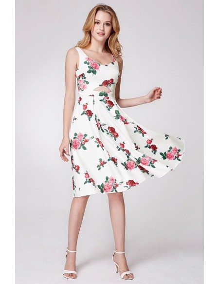 $61 Elegant Floral Print Sweetheart A-line Prom Dress #EP05960WH ...