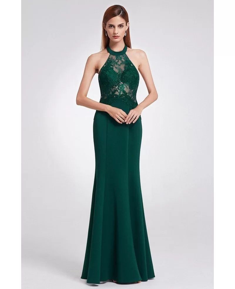 Deep Green Halter Dress