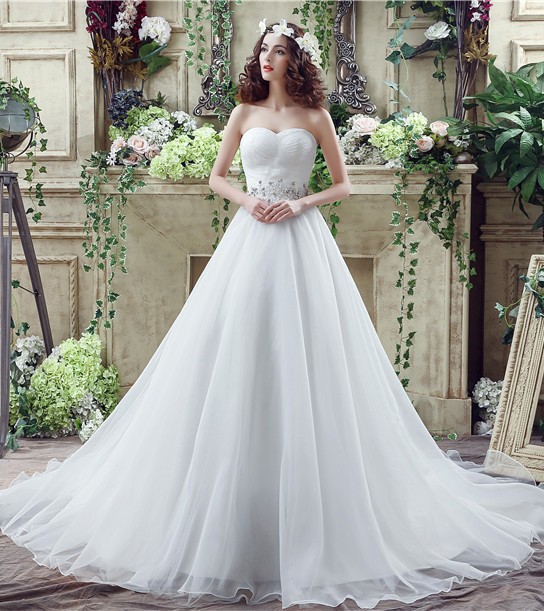 Ball-gown Sweetheart Chapel Train Wedding Dress #C30263 $166 - GemGrace.com