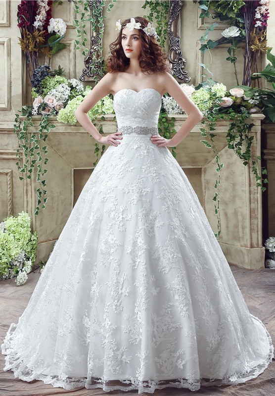 Ball-gown Sweetheart Court-train Wedding Dress #C35269 $174 - GemGrace.com