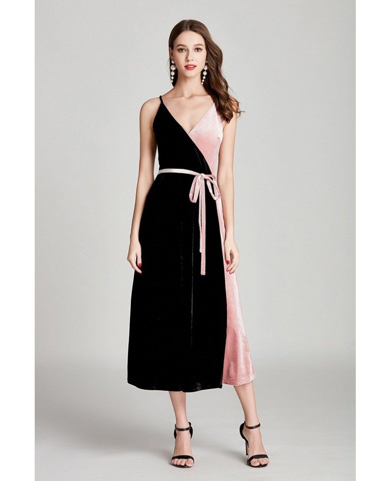 velvet tea length dress