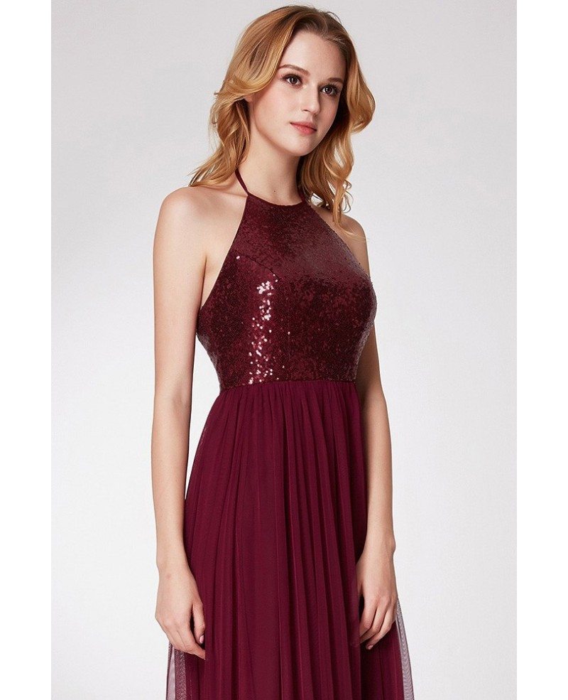 burgundy halter gown