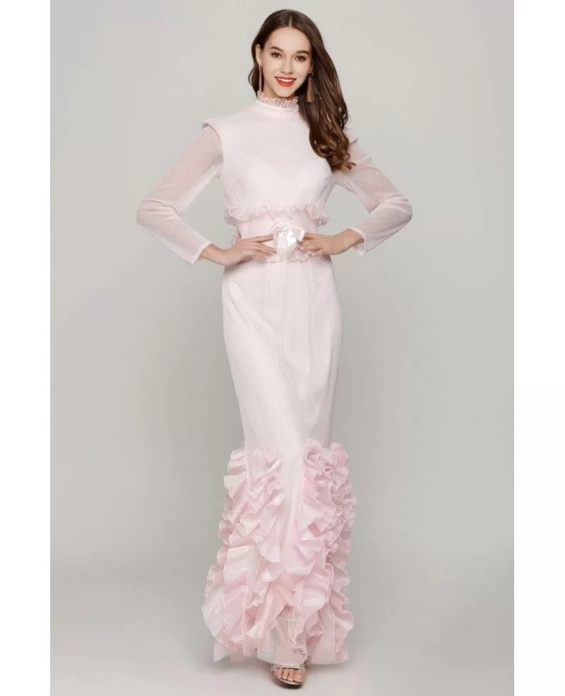 long sleeve fishtail prom dress
