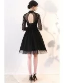 Retro Little Black Lace Homecoming Party Dress with Collar