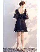 Short Black Lace Homecoming Party Dress with Sleeves