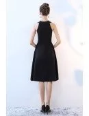 Simple Black V-neck Party Dress Knee Length