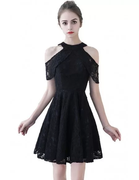 Little Black lace Short Party Dress Aline