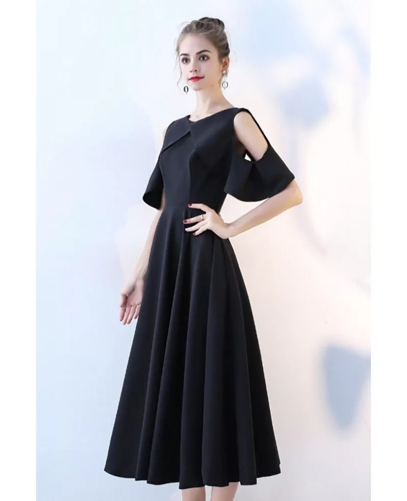 cold shoulder tea length dress