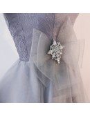 Special Grey Tulle Vneck Short Homecoming Prom Dress