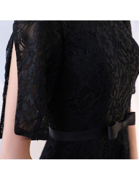 Full Lace High Neck Aline Party Dress with Sleeves