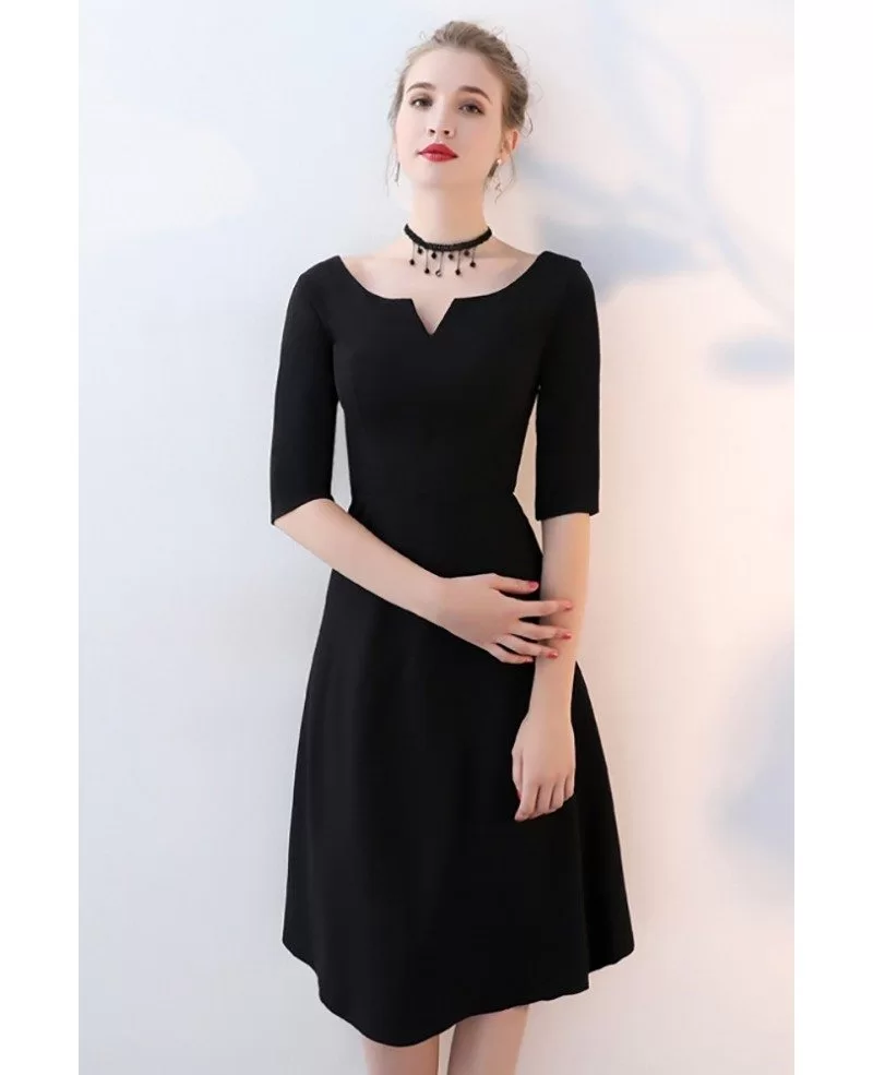 Simple Black Knee Length Party Dress Aline #BLS86058 - GemGrace.com