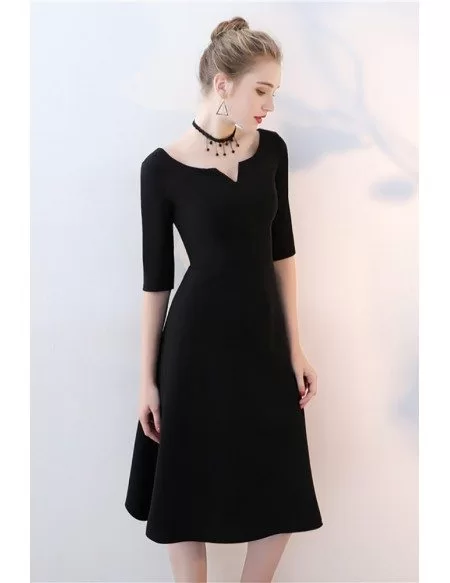 Simple Black Knee Length Party Dress Aline #BLS86058 - GemGrace.com