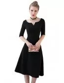 Simple Black Knee Length Party Dress Aline