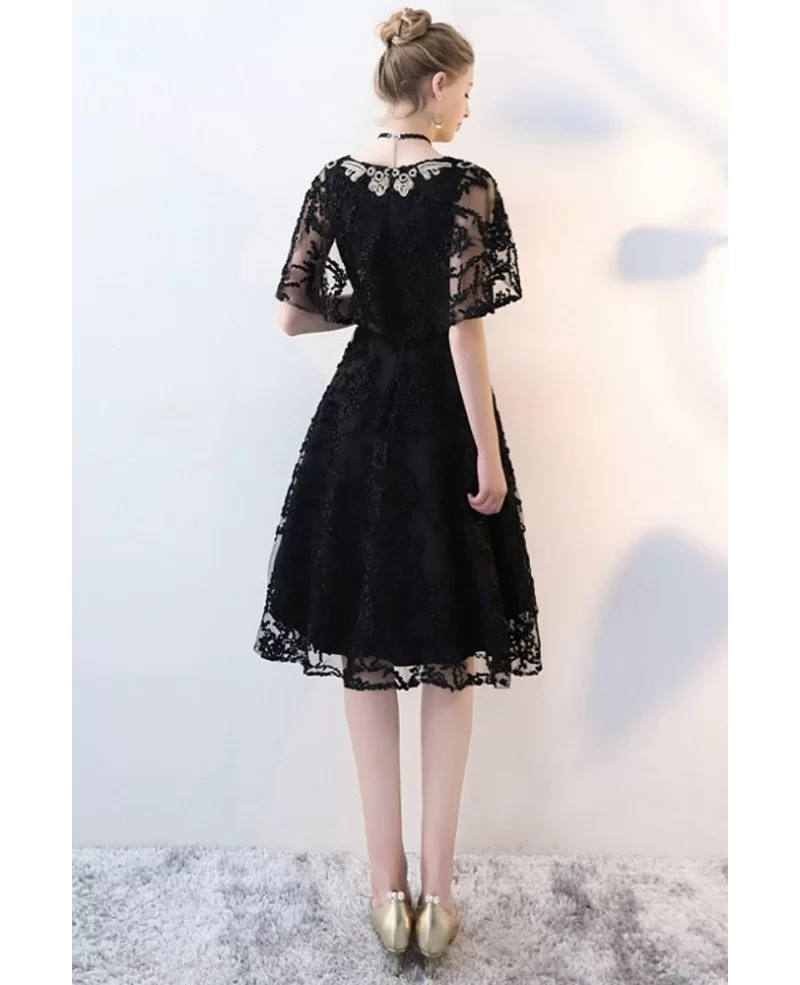 Gorgeous Black Lace High Low Homecoming Dress Vneck #BLS86035 ...