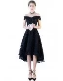 Chic Black Lace Off Shoulder Prom Party Dress