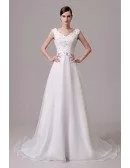 A-line V-neck Court-train Wedding Dress