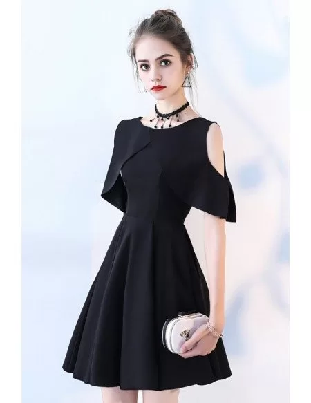 Little Black Chic Cold Shoulder Homecoming Dress with Sleeves #BLS86026 ...