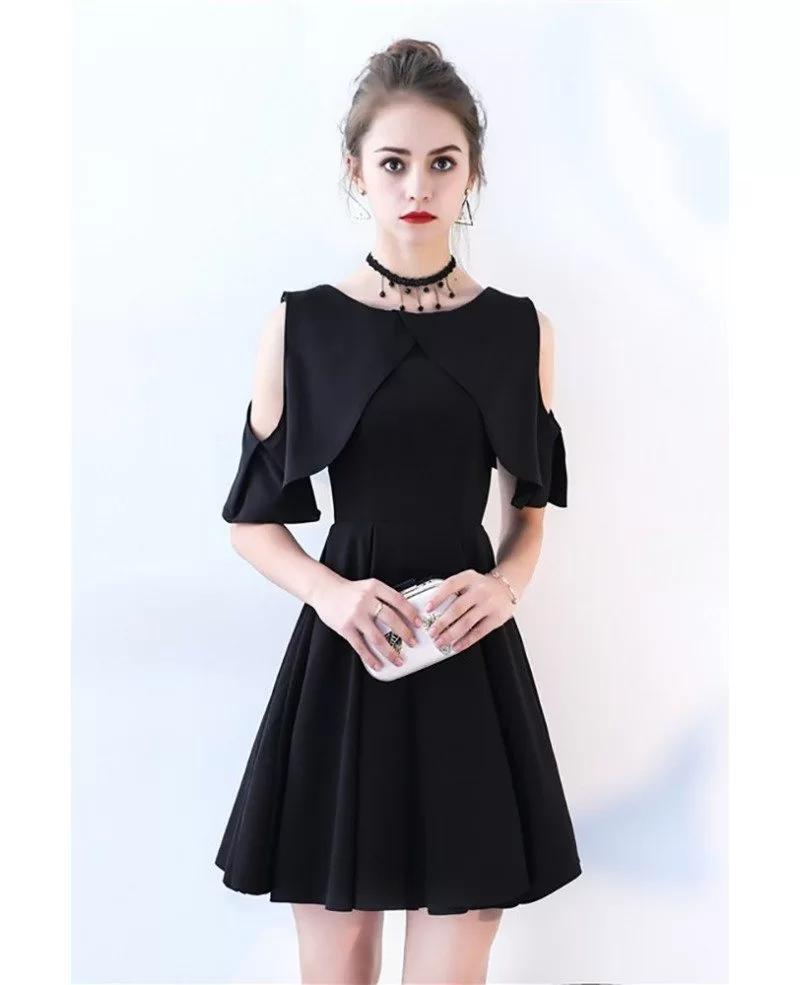 Little Black Chic Cold Shoulder Homecoming Dress with Sleeves #BLS86026 ...