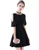 Little Black Chic Cold Shoulder Homecoming Dress with Sleeves