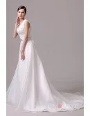 A-line V-neck Court-train Wedding Dress